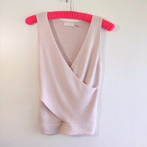 Ramy Brook Cashmere Blend Knit Wrap Top Sleeveless Pink Blush Women's Small